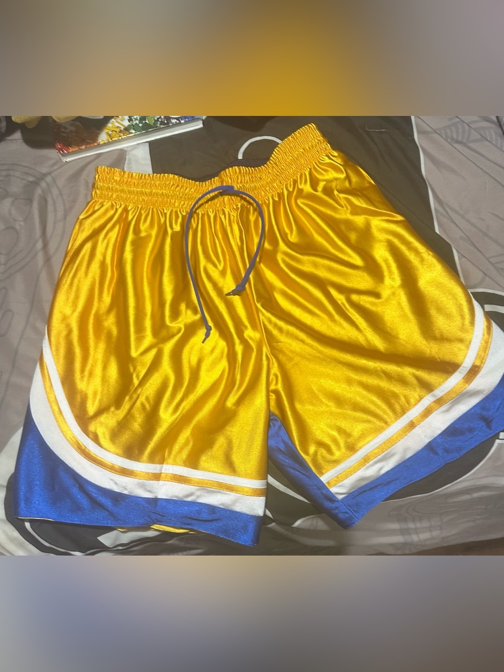 Men's Nike Revisable Athletic Satin Drawstring Shorts - Gold/Blue